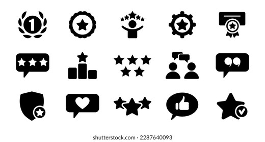 Review, rate, customer feedback icon set