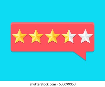 Review Rating Bubble Flat Vector Illustration, Customer Reviews Stars Rate