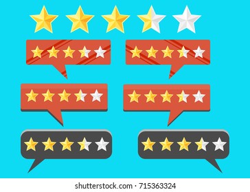 Review rating bubble flat vector illustration, customer reviews stars rate