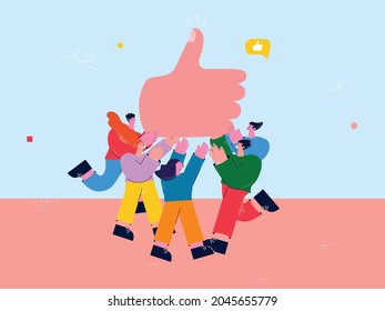 Review, rating and positive feedback, customer reviews, customer satisfaction, recommendations flat vector illustration. People give positive rating and feedback. Customer choice concept