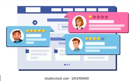 Review Rating Web Page Design Vector. Online Store, Shop, Market. Client Testimonials Concept. Good, Bad Rate. Positive, Negative Rate. Speech Bubbles. Isolated Flat Illustration