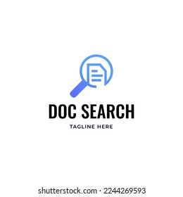 Review search logo design template. Magnifying glass icon with document paper sheet combination. Concept of analysing, correcting, evaluating, surveying, etc. 
