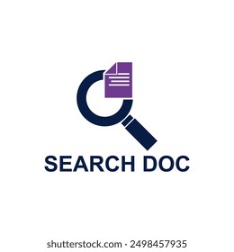 Review search logo design template. Magnifying glass icon with document paper sheet combination. Concept of analysis, correcting, evaluating, surveying, etc.