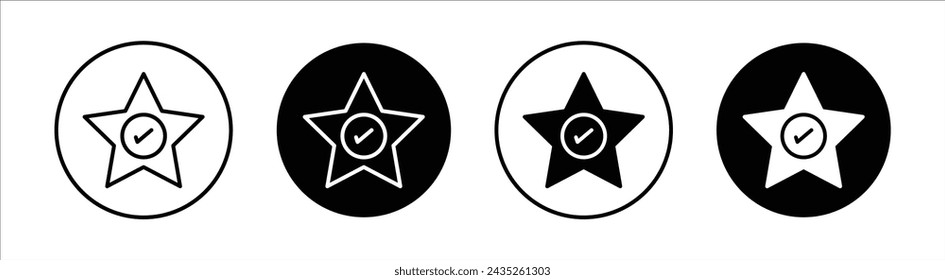 Revisar conjunto de iconos de línea plana de estrella. Vector de ilustración de línea delgada