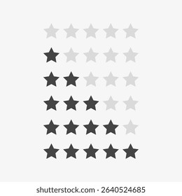Review star rating and feedback. Award, ranks from one to five stars. Vector illustration