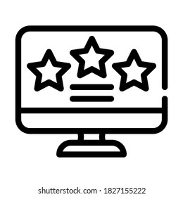 review stars on computer screen line icon vector. review stars on computer screen sign. isolated contour symbol black illustration