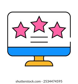 review stars on computer screen line icon vector. review stars on computer screen sign. isolated symbol illustration