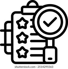 Revisar elemento de ícone de linha de vetor de resumo