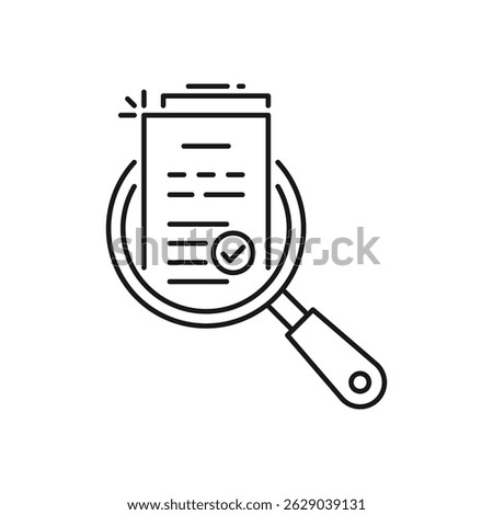 review thin line icon like assesment or audit. stroke trend modern paperwork logotype graphic linear design isolated on white. concept of analyze project or market regulatory or bank statement list