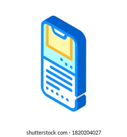 revisar lanzar el vector de iconos isométricos del teléfono móvil. repasar la señal de lanzamiento del teléfono móvil. ilustración de símbolo aislado