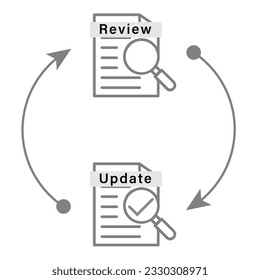 review and update cycle with document review and document update and arrow sign