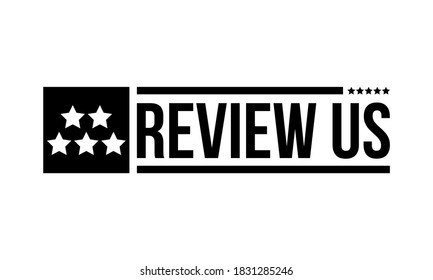 Review Us With 5 Stars, Black Vector Icon Isolated On White Background