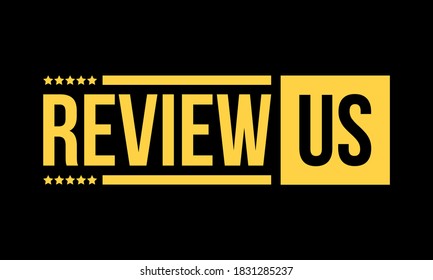 Review Us With 5 Stars, Golden Vector Icon Isolated On Black Background