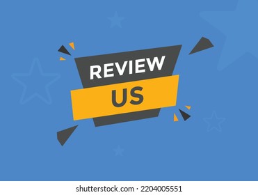 Review Us Button. Review Us User Rating Social Banner Promotion. Review Us Text Social Media Template
