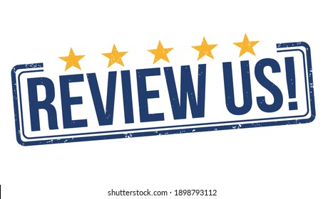 Review us grunge rubber stamp on white background, vector illustration