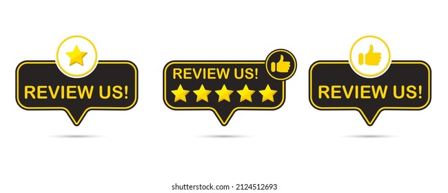 
Review Us Label Set. User Rating Concept. Review And Rate Us Stars. Business Concept. Vector Illustration.
