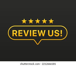 Review us on a black background. Vector illustration