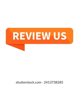 Review Us Orange Rectangle Ribbon Shape For Feedback Information Business Marketing Social Media
