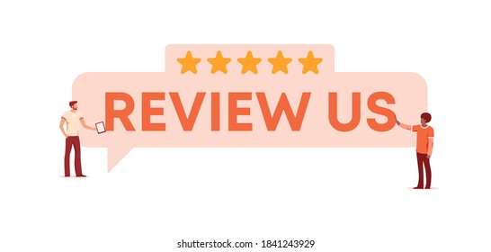 Review Us Poster. Feedback From Customers For Rating Satisfaction With Services Of Company And Business With Good Assessment Work Constant Support And Opinion Of Online Vector Community.