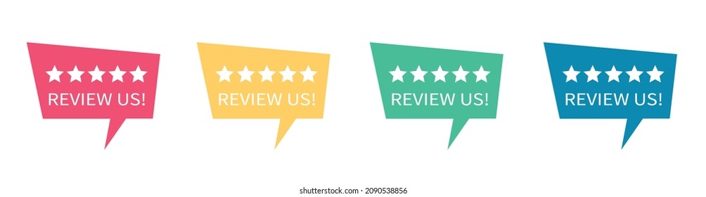 Review us set. Speech bubble on white background. Vector illustration.