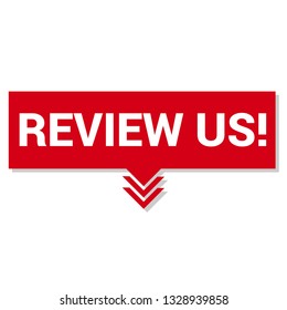 Review us sign,label. Review us speech bubble. Review us tag sign,banner