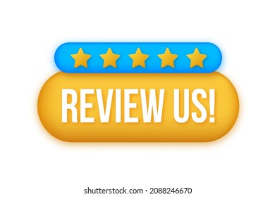Review us. Speech bubble on white background. Vector stock illustration