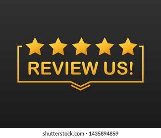Review us. User rating concept. Review and rate us stars. Business concept. Vector illustration.