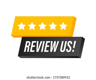 Review us User rating concept. Review and rate us stars. Business concept. Vector illustration.