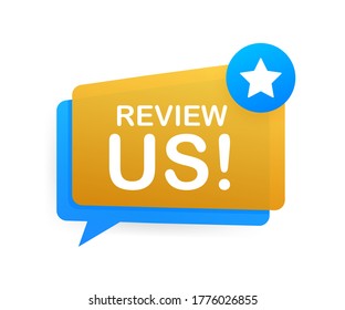 Review us. User rating concept. Review and rate us stars. Business concept. Vector illustration.