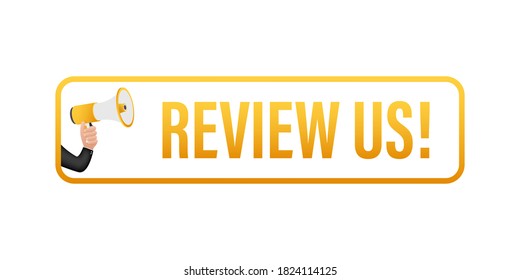 Review us. User rating concept. Review and rate us stars. Business concept. Vector illustration.