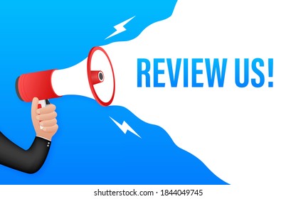 Review us. User rating concept. Review and rate us stars. Business concept. Vector illustration.