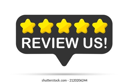 Review us! User rating concept. Review and rate us stars. Business concept. Vector illustration.
