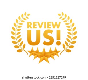 Review us User rating concept. Review and rate us stars. Business concept. Vector illustration.