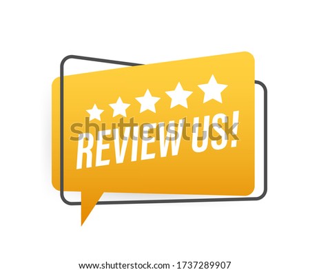 Review us User rating concept. Review and rate us stars. Business concept. Vector illustration.