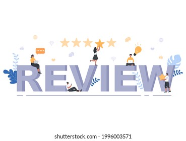 Revisión de la Ilustración del Vector: el cliente da una estrella con buena o mala tasa de comentarios, testimonios, notificaciones y el concepto de experiencia del usuario