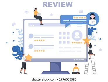 Review Vector Illustration Customer Giving Star with Good or Bad Rate From Feedback, Testimonial, Notification and User Experience Concept