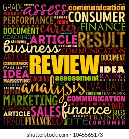 Review word cloud collage, business concept background