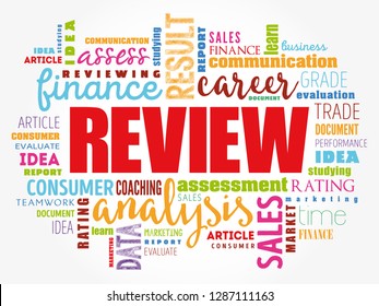 Review word cloud collage, business concept background