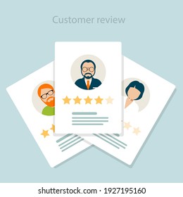 Reviewer opinion - customer testimonials, service rating concept, vector