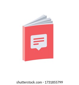 Revisiones de la burbuja del chat del libro. Vector 3d isométrico, icono web de color, nuevo estilo plano. Diseño de ilustraciones creativas, idea gráfica aislada para infografías.