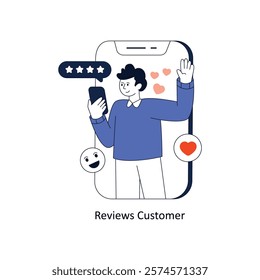  Reviews Customer Flat Style Design Vector illustration. Stock illustration