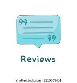 Reviews icon in hand drawn style isolated on white background. Comment sign in doodle style