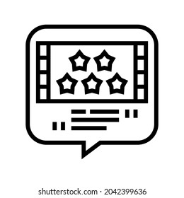 reviews movie line icon vector. reviews movie sign. isolated contour symbol black illustration