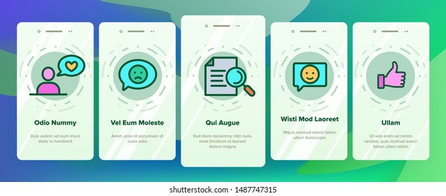 Reviews Onboarding Mobile App Page Screen Vector. Illustration