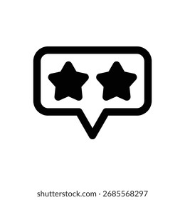 Reviews. Outlined stroke vector icon with black-filled details.