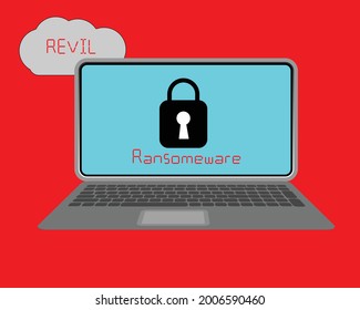 Revil is a type of ransomware that using as a services in attacking unsuspected victim. Cyber security concept.