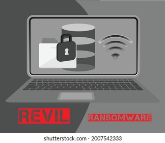 Revil is a type of ransomware that using as a services in attacking unsuspected victim. Cyber security concept.