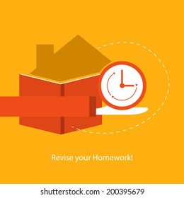 'Revise your Homework' conceptual vector.