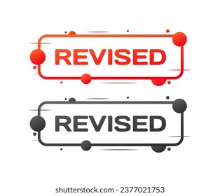 Revised sign. Different styles, revised button, revised sign. Vector icon
