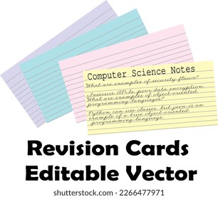 Revision cards editable vector writing A-Level Gcse